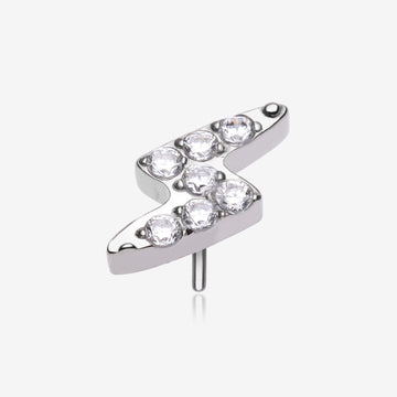 Implant Grade Titanium OneFit Threadless Lightning Bolt Sparkles Top Part-Clear Gem